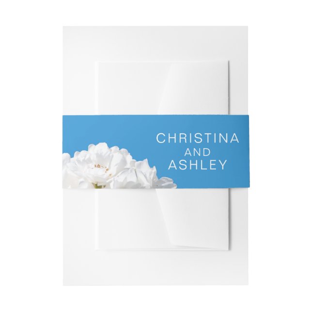Cintas Para Invitaciones Flor rosa blanca (Anverso Ejemplo)