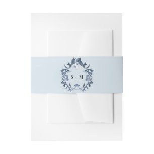 Cintas Para Invitaciones Flor salvaje floral azul blanca Boda de guirnaldas