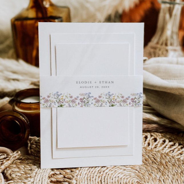 Cintas Para Invitaciones Flor silvestre Invitación Belly Banda Floral (Subido por el creador)