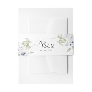 Cintas Para Invitaciones Floral azul blanco, Boda monograma