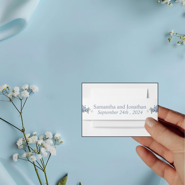 Cintas Para Invitaciones Floral azul turbulenta moderna (Subido por el creador)