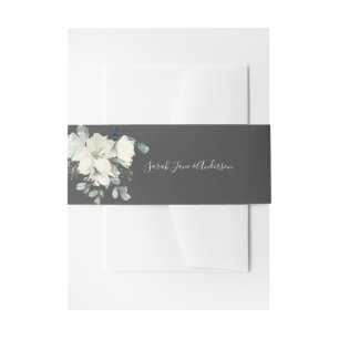 Cintas Para Invitaciones Floral azul y blanca turbia- gris