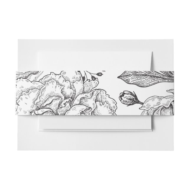 Cintas Para Invitaciones Floral Black Elegant Wedding (Anverso Ejemplo)