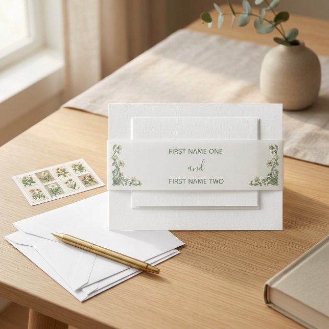 Cintas Para Invitaciones Floral Botánica (Botanical Floral Invitation Belly Band)