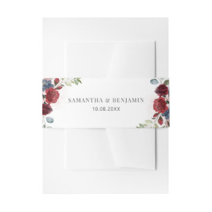 Cintas Para Invitaciones Floral Burgundy Watercolor Fall Wedding