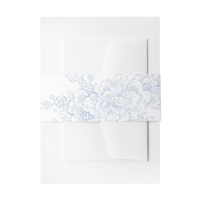Cintas Para Invitaciones Floral Chintz Chinoiserie Blue Toile Boda (Anverso Ejemplo)