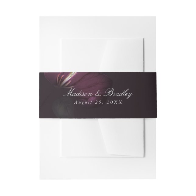 Cintas Para Invitaciones Floral Ciruela Oscura | Boda (Anverso Ejemplo)