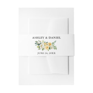 Cintas Para Invitaciones Floral color de agua amarillo elegante matrimonio