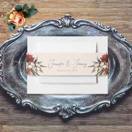 Cintas Para Invitaciones Floral de caída de crema neutra y roya boho