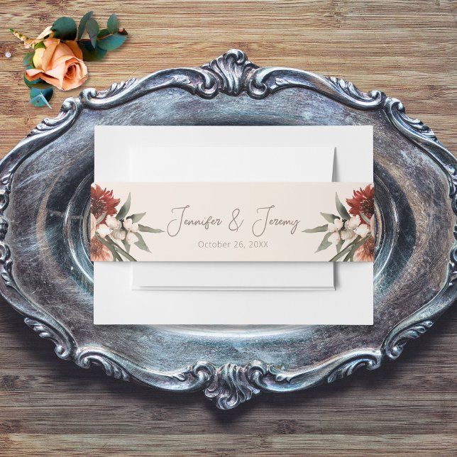 Cintas Para Invitaciones Floral de caída de crema neutra y roya boho (Subido por el creador)