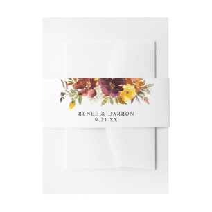 Cintas Para Invitaciones Floral de Otoño Dorado Naranja y Amarillo 2