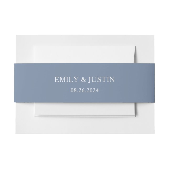 Cintas Para Invitaciones Floral Dusty Blue Elegant Wedding (Anverso Ejemplo)