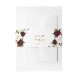 Cintas Para Invitaciones Floral elegante Burgundy Magnolia Greeneration Gol