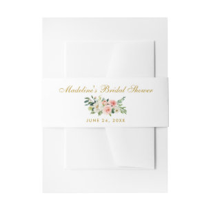 Cintas Para Invitaciones Floral Floral Rosa Dorada Ducha de Novias