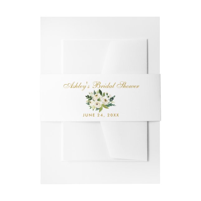 Cintas Para Invitaciones Floral Floral Verde Dorado Ducha de novia (Anverso Ejemplo)