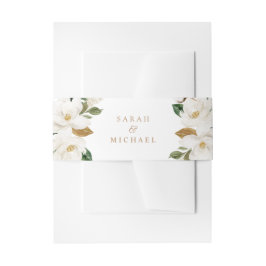 Cintas Para Invitaciones Floral Magnolia Neutral Beige Boda Elegante