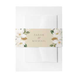 Cintas Para Invitaciones Floral Magnolia Neutral Beige Boda Elegante