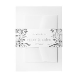 Cintas Para Invitaciones Floral moderna en blanco y negro