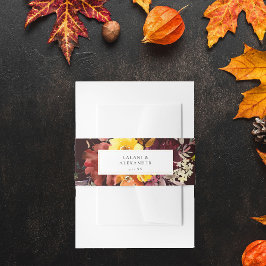 Cintas Para Invitaciones Floral Otoño Dorado Naranja y Amarillo 5- Burgundy