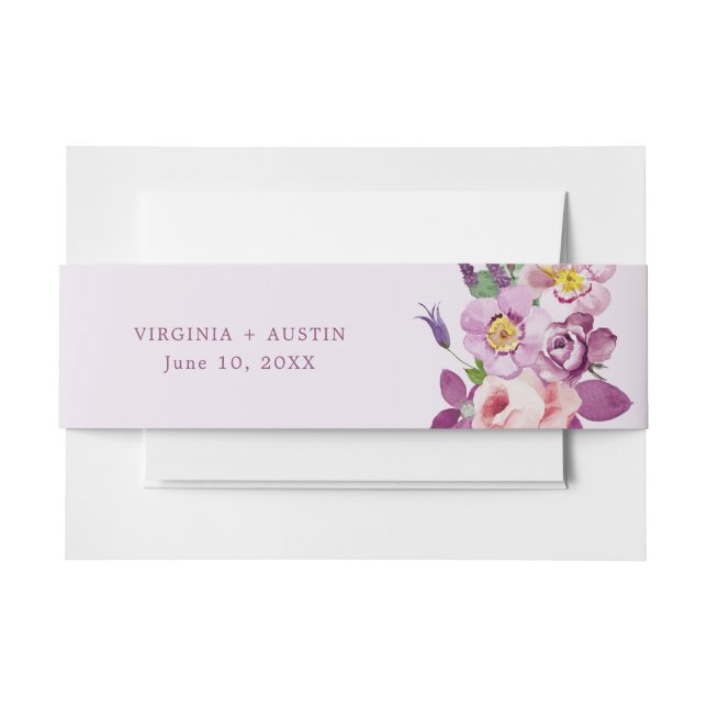 Cintas Para Invitaciones Floral Púrpura (Anverso Ejemplo)