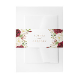 Cintas Para Invitaciones Floral Red Burgundy White Elegant Wedding