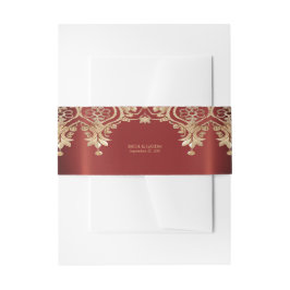 Cintas Para Invitaciones Floral Rojo Dorado Moderno