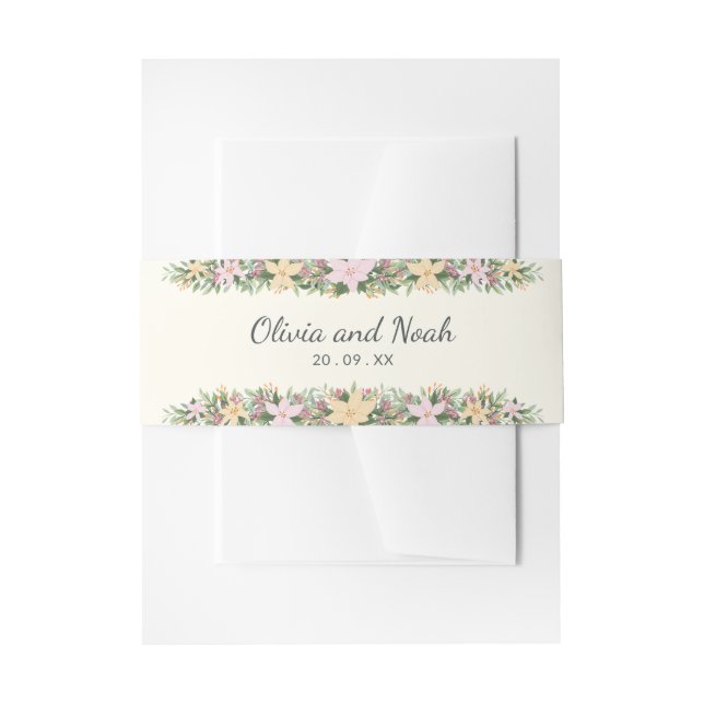Cintas Para Invitaciones Floral romántico (Anverso Ejemplo)
