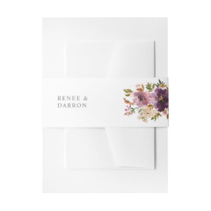 Cintas Para Invitaciones Floral rosa morada y Rubor 2 banda de vientre de i