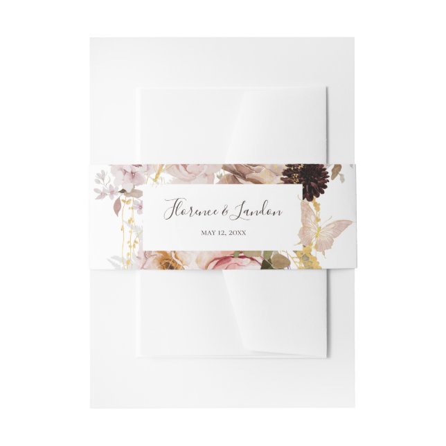 Cintas Para Invitaciones Floral Rubor moderna | BODA (Anverso Ejemplo)