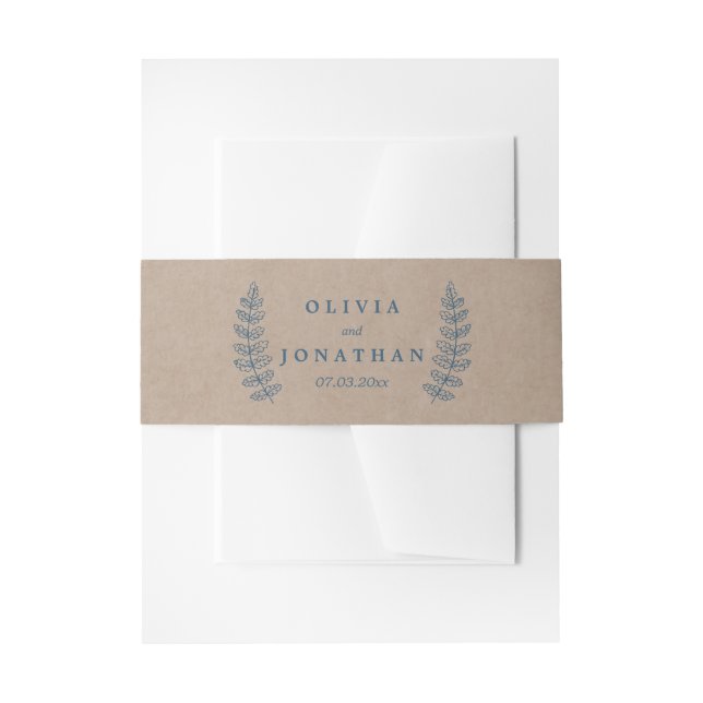 Cintas Para Invitaciones Floral rústica | Faux Kraft Boda Bellyband (Anverso Ejemplo)