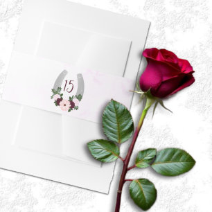 Cintas Para Invitaciones Floral Western Horseshoe Quinceanera