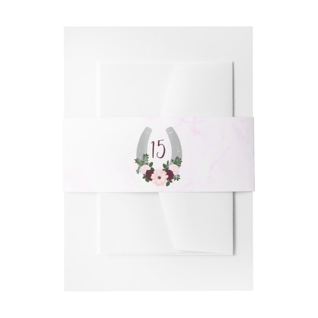 Cintas Para Invitaciones Floral Western Horseshoe Quinceanera (Anverso Ejemplo)