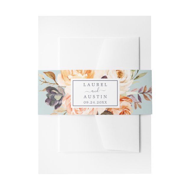 Cintas Para Invitaciones Florales de la Tierra Rústica | Boda Mint (Anverso Ejemplo)