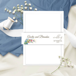 Cintas Para Invitaciones Flores acuáticas silvestres y Rústico de arándano 