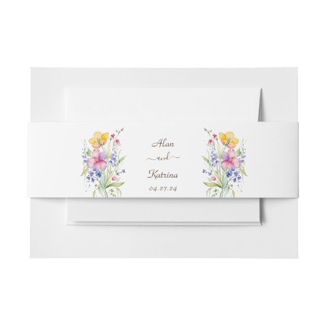 Cintas Para Invitaciones Flores amarillas de melocotón rosa (Anverso Ejemplo)