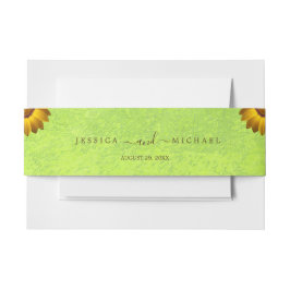 Cintas Para Invitaciones Flores amarillas sobre el Boda Verde abstracto