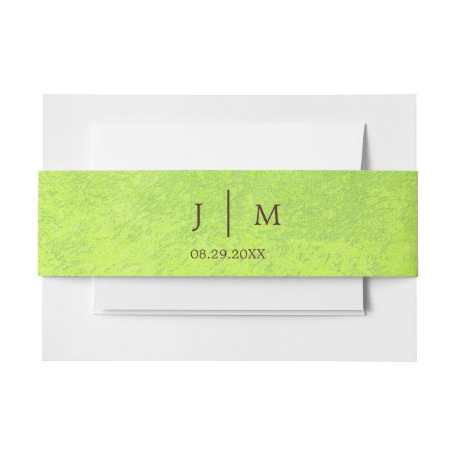 Cintas Para Invitaciones Flores amarillas sobre el Boda Verde abstracto (Anverso Ejemplo)