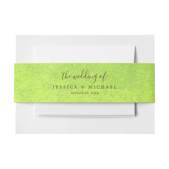 Cintas Para Invitaciones Flores amarillas sobre el Boda Verde abstracto (Anverso Ejemplo)