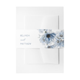 Cintas Para Invitaciones Flores Azules Artísticas | Boda