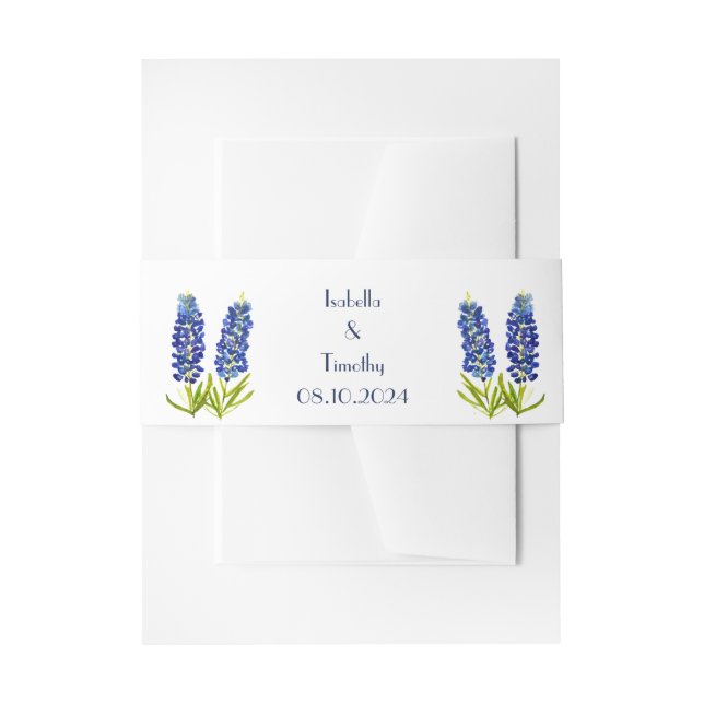 Cintas Para Invitaciones Flores azules de Bluebonnets Bodas Elegantes de Te (Anverso Ejemplo)