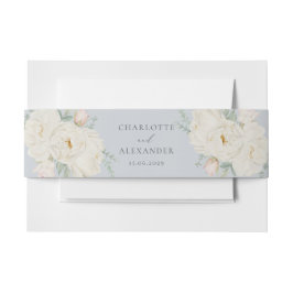 Cintas Para Invitaciones Flores blancas color agua, boda azul claro