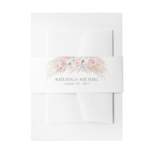 Cintas Para Invitaciones Flores blancas y Rubor y Boda de Grass Pampas