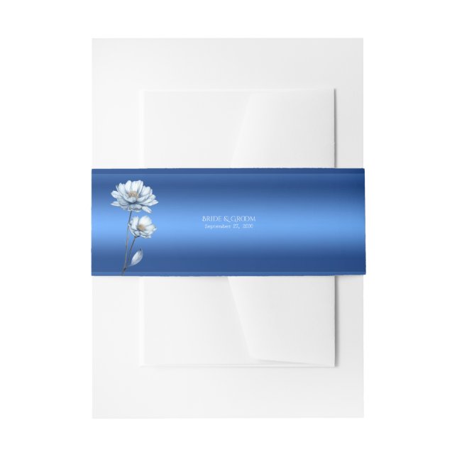 Cintas Para Invitaciones Flores de acuarela azul (Anverso Ejemplo)