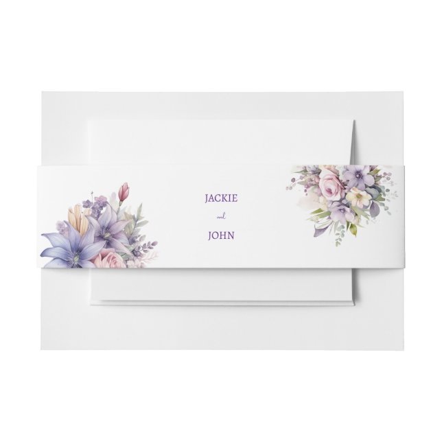 Cintas Para Invitaciones Flores de acuarela. Boda. (Anverso Ejemplo)