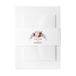 Cintas Para Invitaciones Flores de Borgoña Elegante