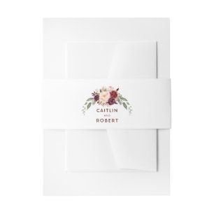 Cintas Para Invitaciones Flores de Borgoña Elegante