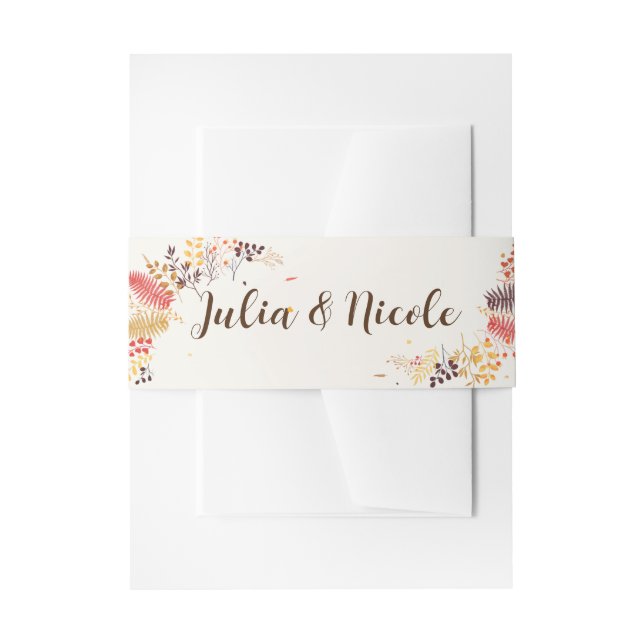 Cintas Para Invitaciones Flores de bosque silvestre Fern Mushrooms Foliage  (Anverso Ejemplo)