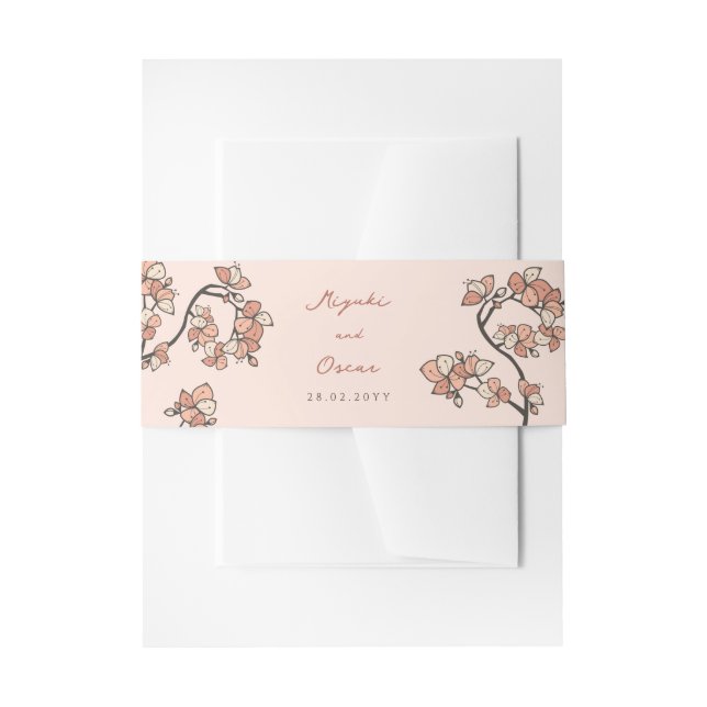 Cintas Para Invitaciones Flores de ciruelas rosadas/arvejas Boda floral ele (Anverso Ejemplo)