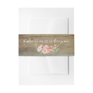 Cintas Para Invitaciones Flores de color de agua y madera de granero rústic