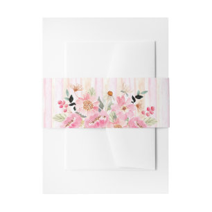 Cintas Para Invitaciones Flores de jardín de acuarela rayas